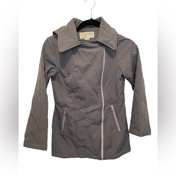 Michael Kors Girls Gray Zip Up Hooded Lined Logo Jacket size 10/12 - Picture 1 of 8